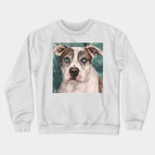 Painting of a Gorgeous Amstaff Dog with Blue Eyes Crewneck Sweatshirt